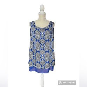 Blue Patterned Sleeveless Top
